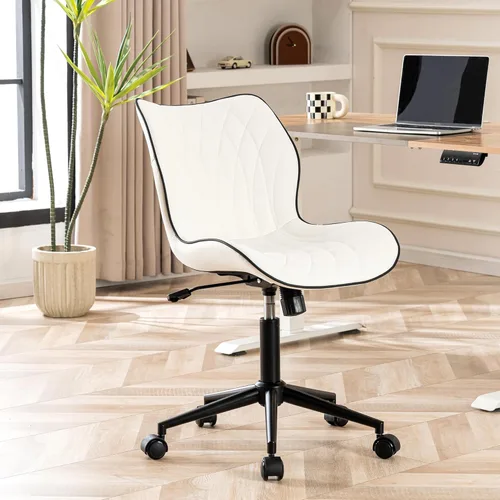 Miniatura 4 de YOUNUOKE Silla de escritorio sin brazos, cómoda silla de oficina con ruedas, silla ergonómica para el hogar, sillas ajustables para computadora
