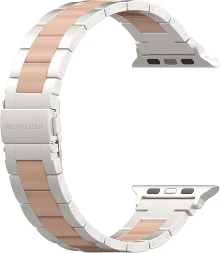 Miniatura 10 de Wearlizer - Correa compatible con Apple Watch de 38/40/41/42 mm; pulseras de moda para mujer, acero inoxidable + resina metálica de repuesto