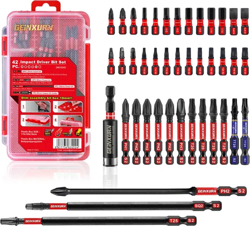 Miniatura 13 de Geinxurn Juego de Puntas de Destornillador de Impacto, 71 Piezas, Estuche de Almacenamiento Magnético de Acero S2, Puntas de Inserción Múltiple