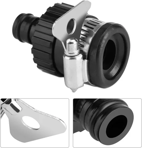 Miniatura 4 de Zerodis Conector universal de manguera de grifo, accesorio de conexión rápida de plástico negro para manguera de jardín, riego, lavadora a presión