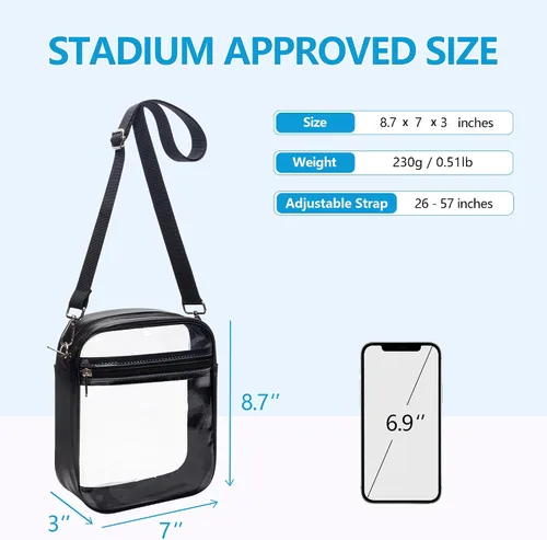 Miniatura 3 de Paxiland Clear Bag for Stadium Events Clear Purse Transparent Handbag for Sports Concerts Work Festival