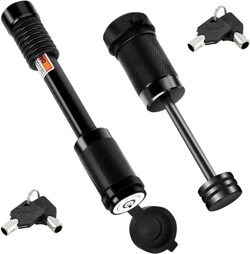 METOWARE Kit de bloqueo de acoplador y receptor de enganche de remolque igual con llave para receptor de clase III IV de 5/8 pulgadas de diámetro,