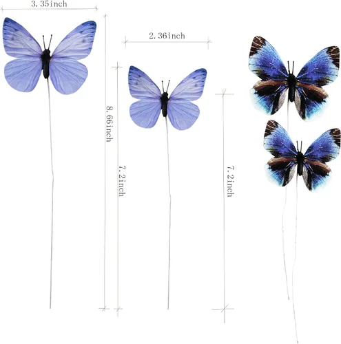 Miniatura 3 de ConetoRosa 12 piezas de decoración de pared de mariposa de 2 tamaños, decoraciones 3D para el hogar, habitación, dormitorio, guardería, boda, Azul