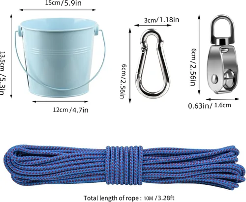 Miniatura 2 de FUQUN Accesorios para Casa del Árbol y Casa de Juegos para Niños, Polea de Cubo Resistente con Cable, Juguetes de Escalada al Aire Libre para Niños