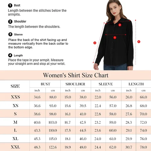 Miniatura 5 de YAMANMAN Blusa clásica de gasa con botones para mujer, manga larga, cuello
