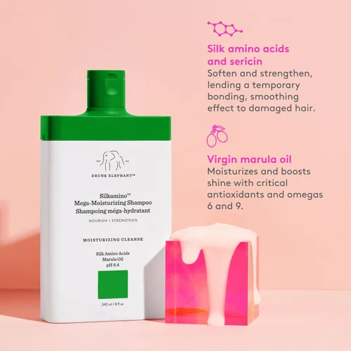 Miniatura 4 de Drunk Elephant Silkamino Mega-Champú hidratante - 8.1 fl oz/8 fl oz - Aminoácidos de seda - Clínica limpia - Sin sulfatos - Libre de crueldad