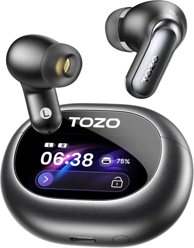TOZO NC20 Pro Auriculares inalámbricos con cancelación activa de ruido con pantalla táctil inteligente, audio LDAC de alta resolución, graves