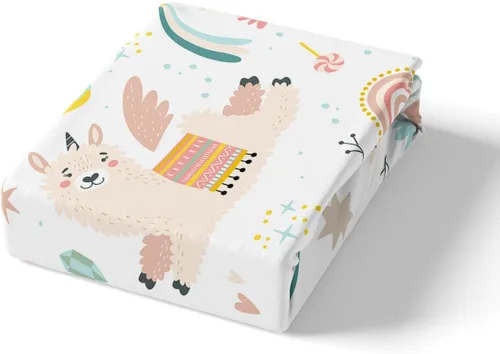Miniatura 4 de Feelyou Juego de sábanas bajeras de alpaca para niños, lindo juego de ropa de cama con diseño de llama y donas de dibujos animados, juego de sábanas
