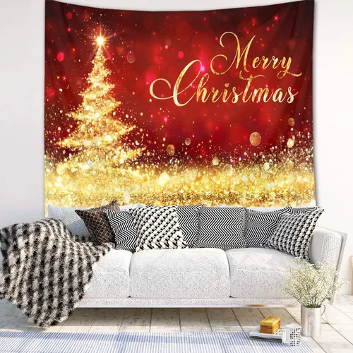 Miniatura 29 de HVEST Tapiz navideño de invierno para colgar en la pared, muñeco de nieve divertido con sombrero azul y tapices de regalo de Navidad, tapiz de pino