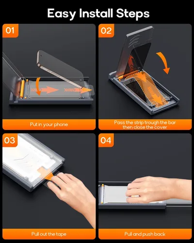 Miniatura 9 de Paquete de 3 protectores de pantalla de privacidad de vidrio templado para iPhone 16 Pro, cabina sin polvo, posicionamiento automático, sin