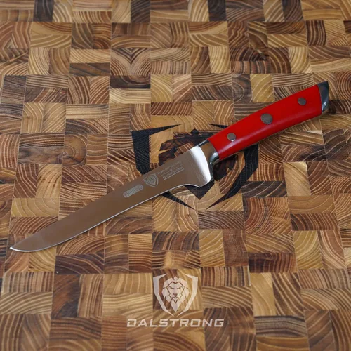 Miniatura 8 de Dalstrong Cuchillo para deshuesar, 6 pulgadas, serie Gladiator, acero alemán de alto carbono, mango ABS rojo carmesí, talla de carne, recorte