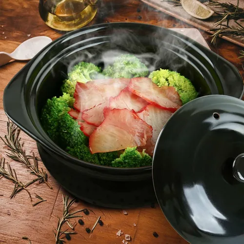 Miniatura 7 de Olla de arcilla para cocinar con tapa de 1.8 litros Olla de cerámica de 1.9 cuartos de galón Utensilios de cocina de cerámica Recipiente