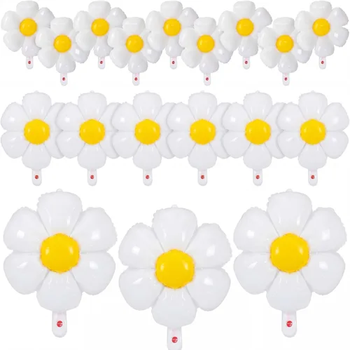 Sotiff 21 globos de flores de margaritas blancas Groovy Flower Daisy Decoraciones de fiesta Retro Hippie Boho Girl Party Decor (43.3 x 38 pulgadas,