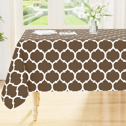 Miniatura 33 de Smiry Mantel redondo de plástico para mesa, mantel de vinilo impermeable con parte trasera de franela para mesas redondas, lavable y a prueba