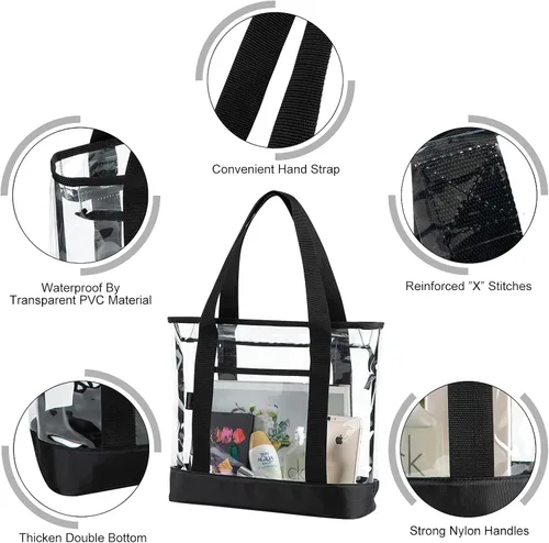 Miniatura 3 de BORMELUN Clear Totes Bag - Bolso grande de hombro transparente para mujer color negro