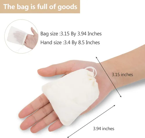 Miniatura 3 de 50 bolsas de muselina de algodón de 3.94 x 3.15 pulgadas, bolsas ecológicas con cordón para bolsitas reutilizables, manualidades, tés, especias