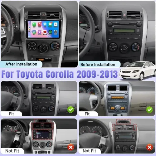 Miniatura 2 de Radio de coche 2G+32G para Toyota Corolla 2009-2013 9 pulgadas IPS pantalla táctil estéreo de coche con Carplay inalámbrico/Android Auto, Bluetooth