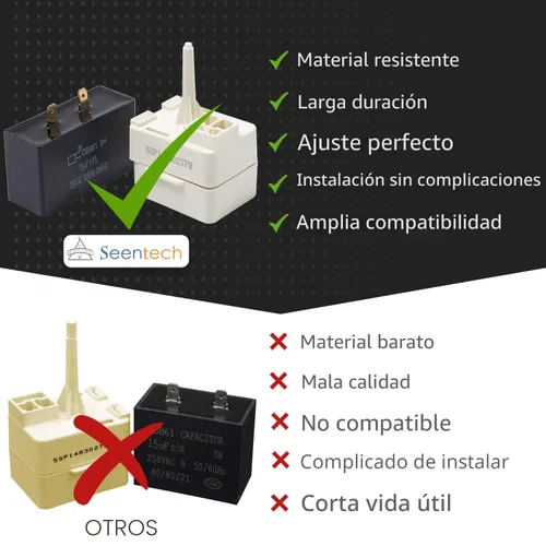 Miniatura 4 de Relé de arranque del compresor de refrigerador y condensador W10613606 de Seentech - Compatible con Whirlpool, Kenmore, refrigeradores. Reemplace