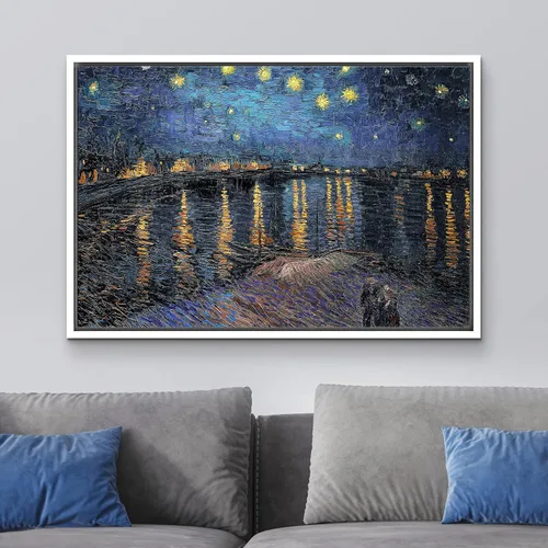 Miniatura 2 de wall26 Lienzo enmarcado para pared, noche estrellada sobre el Ródano, por el maestro artista Vincent Van Gogh, naturaleza, ilustraciones de área