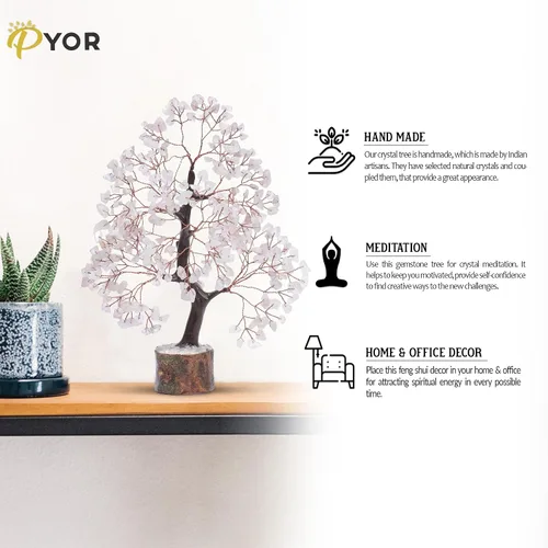 Miniatura 7 de PYOR Árbol de Gemas de Cuarzo Rosa, Árbol de Cristales, Decoración de Reiki, Regalos de Cristal para Mujeres, Cristales de Cuarzo Rosa, Feng Shui