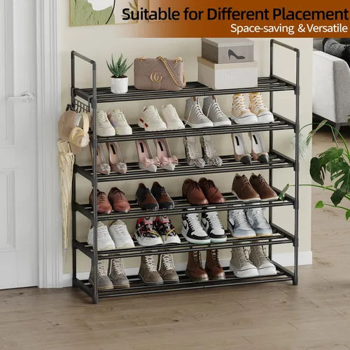 Miniatura 5 de Zapatero de 6 niveles, zapatero para armario, organizador de zapatos para entrada, almacenamiento de zapatos para puerta delantera, entrada