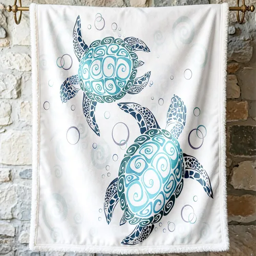 Miniatura 14 de Sleepwish - Manta de vellón de tortuga para niños, niñas y niños, de felpa suave, color teja y turquesa, sherpa, para sofá o silla, tamaño bebé