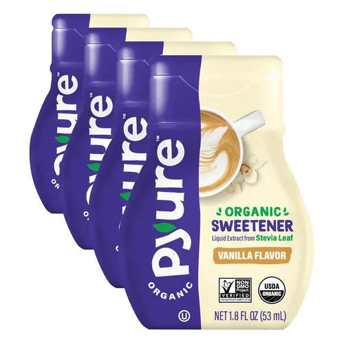 Miniatura 10 de Pyure Edulcorante líquido orgánico de estevia de vainilla Gotas de stevia sin azúcar Sustituto del azúcar cetogénico Cero calorías, cero