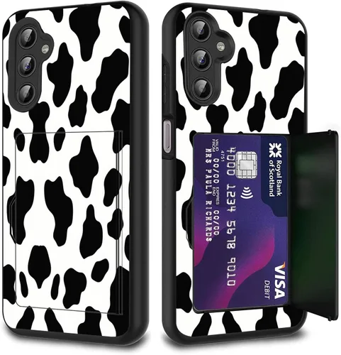 Miniatura 21 de Funda híbrida de doble capa con función atril para Samsung Galaxy A16 5G de 6.9 pulgadas, diseño de vaca con bandera estadounidense