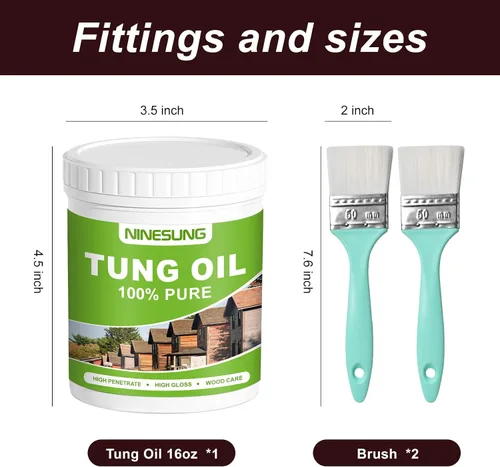 Miniatura 2 de Aceite Pure Tung para acabado de madera con cepillo de madera, aceite de madera de alta calidad, sellador de madera impermeable para interiores
