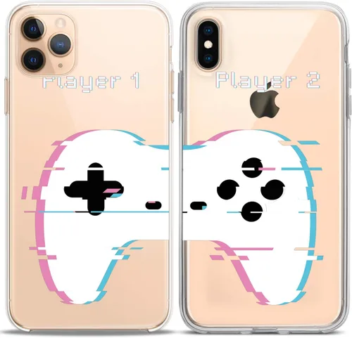 Miniatura 5 de Fundas a juego para parejas compatibles con iPhone 16 15 14 13 12 11 Pro Max Mini Xs X 6s 8 Plus 7+ Xr 10 SE 5 Game Player Relación Amigo Novio
