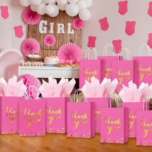 Miniatura 6 de Tinlade 30 bolsas de regalo de agradecimiento con papel de seda dorado con asa para graduación, negocios, compras, boda, ducha, regalos de fiesta