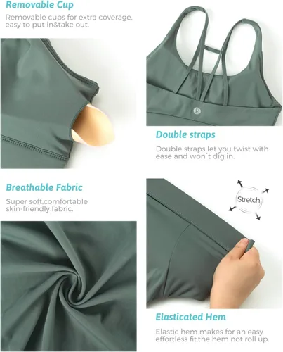 Miniatura 35 de Brasieres deportivos para mujer, con relleno, tipo camiseta sin mangas, sexis, con espalda cruzada, de alto impacto, largos, ideales para practicar