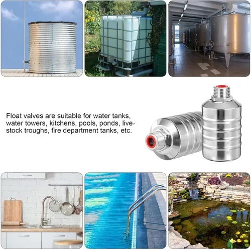 Miniatura 9 de 2pcs Stainless Steel Auto Water Float Valve 1/2" Thread for Water Tank Level Control, Automatic Shut-off Float Valve for Pool, Stock Tank, and