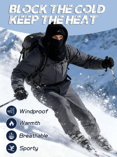 Miniatura 2 de Pasamontañas de esquí para mujeres y hombres, resistente al viento, forro polar, máscara facial de invierno, gorro para clima frío, calentador