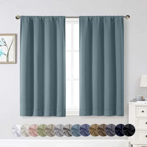 Miniatura 92 de Cortinas opacas para dormitorio, sala de estar, juego de 2 paneles de 54 pulgadas de largo, cortinas de oscurecimiento de habitación con aislamiento