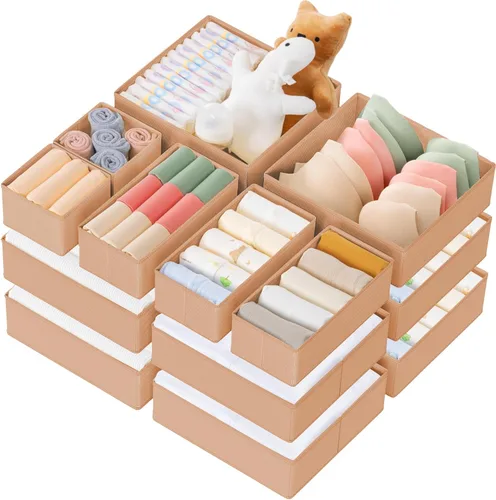 Miniatura 14 de Criusia Organizador de cajones de ropa, paquete de 21 organizadores de aparador para ropa de bebé, ropa interior, calcetines, organizadores Blanco