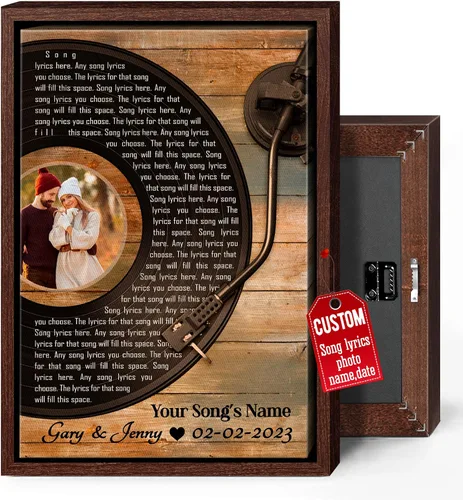 H-DEWALL Lienzo personalizado con letras de canciones enmarcado, regalos para ella, obra de arte para el dormitorio, lienzo musical personalizado,