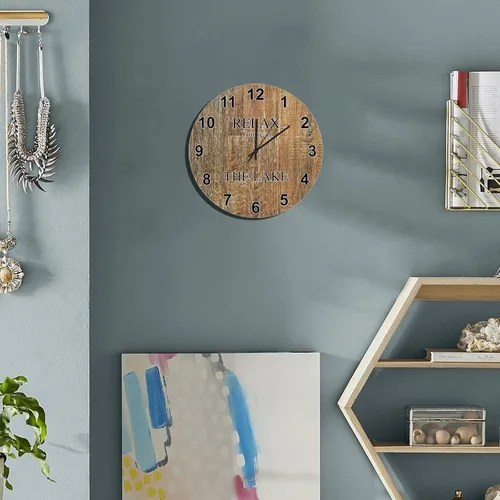 Miniatura 3 de UFunhome Reloj de pared de granja Lake Relax You're at The Lake Silent Non-Ticking Vintage Country reloj de grano de madera a pilas para el hogar