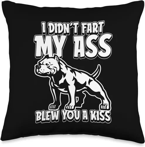 American Bully Gifts & Accessories American Bully Dog Pet I Didnt Fart My Butt Blew You A Kiss - Almohada de 16 x 16 pulgadas, multicolor