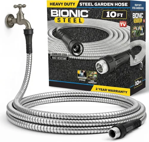 Miniatura 10 de BIONIC STEEL Manguera corta de jardín de 3 pies, manguera conectora de 3 pies x 5/8 pulgadas para carrete, conexión a prueba de fugas, resistente