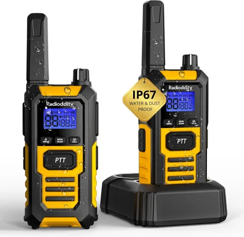 Radioddity HD-1 IP67 Walkie Talkies Flotantes Resistentes al Agua de Servicio Pesado, Radio Bidireccional de Largo Alcance con Batería de 2400mAh,