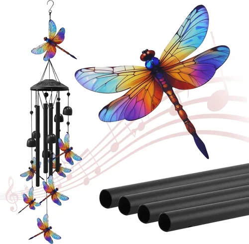 Miniatura 11 de Campanillas de Viento de Mariposa para Exteriores, Campanillas de Metal Negro al Aire Libre, Regalos de Mariposas para Mujeres/Hombres, Decoración