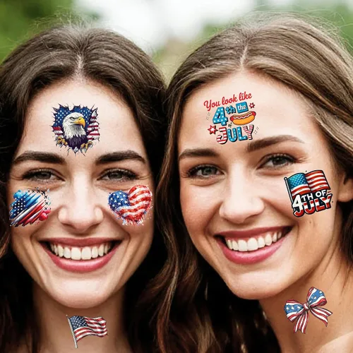 Miniatura 2 de 49 tatuajes patrióticos estadounidenses 4 de julio, Día de la Independencia, tatuajes temporales conmemorativos para veteranos, decoración del Día