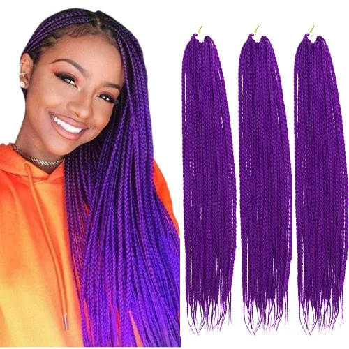 Miniatura 36 de Extensiones de cabello trenzado tipo box de 24 pulgadas, hechas a mano, para mujeres y niñas, extensiones de cabello trenzado, 24#, 3 paquetes, 22