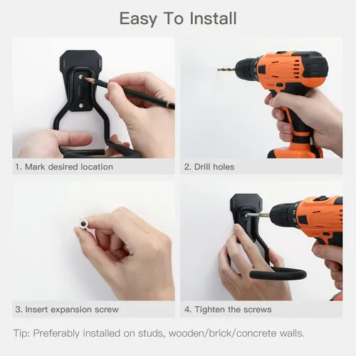 Miniatura 5 de Housolution Soporte de pared para bicicleta con gancho fijo, [2 unidades] Estante de almacenamiento de bicicletas resistente, soporte vertical