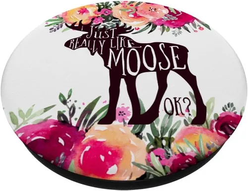 Miniatura 2 de I Just Love Moose Otoño Navidad Granate, naranja Floral PopSockets intercambiables PopGrip
