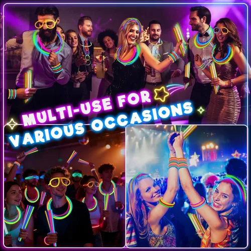 Miniatura 5 de TURNMEON Paquete de 960 varillas brillantes ultra brillantes que brillan en la oscuridad, suministros de fiesta, collar con conector de 8 pulgadas