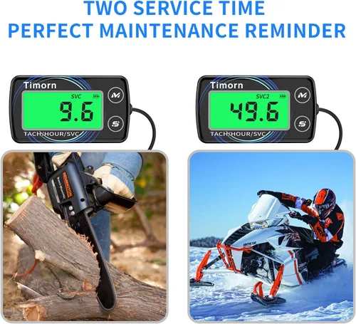 Miniatura 3 de Tacómetro de motor pequeño: Timorn Medidor de tacómetro digital inductivo impermeable, medidor de RPM y medidor de recursos humanos para motocross