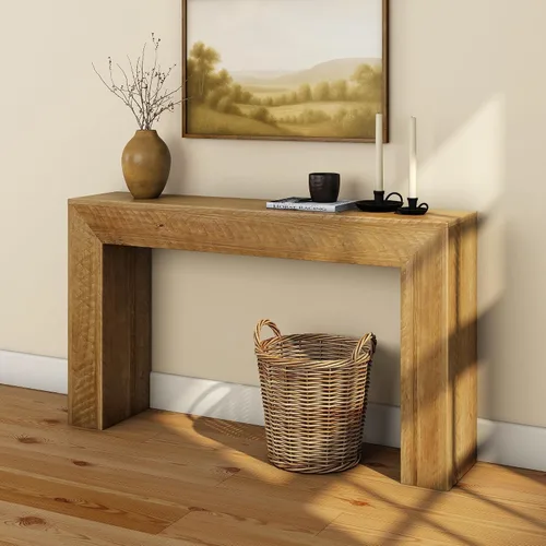 Miniatura 11 de Plank+Beam Mesa Consola Grand, Mesa de Sofá Moderna de Madera Maciza de 56 Pulgadas, Mesa de Entrada Estrecha para Pasillo, Detrás del Sofá, Sala