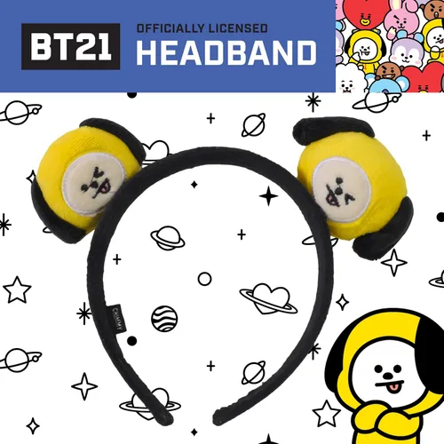 Miniatura 2 de Concept One BT21 LINE FRIENDS - Diadema bordada de felpa 3D para mujer, Chimmy